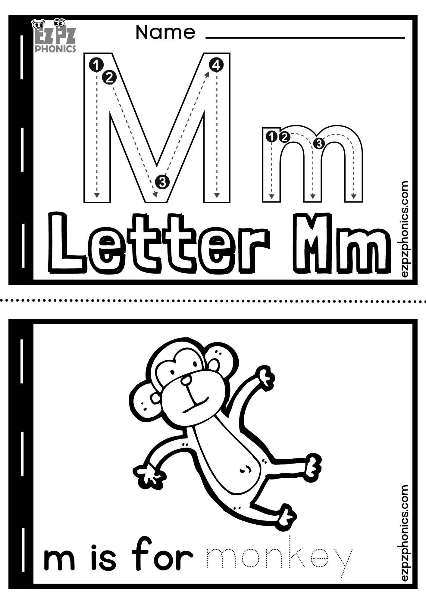 Letter M Alphabet Coloring Book Half Page Free Printable PDF ...